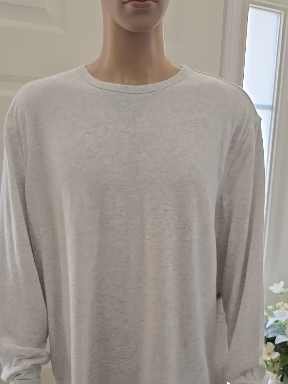 SONOMA MEN'S BIG & TALL LIGHT GRAY & WHITE HEATHER LONG SLEEVES TEE XXL TALL